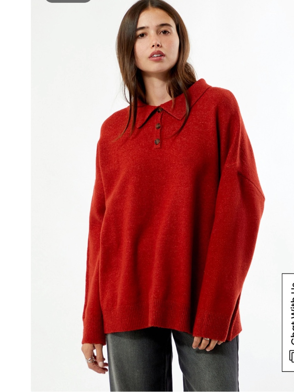 Your Favorite by PacSun Jesse Knit Polo Sweater Rust Oversized XS